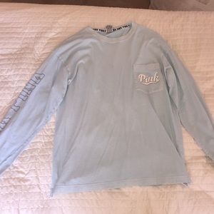 PINK light blue and grey long sleeve t-shirt
